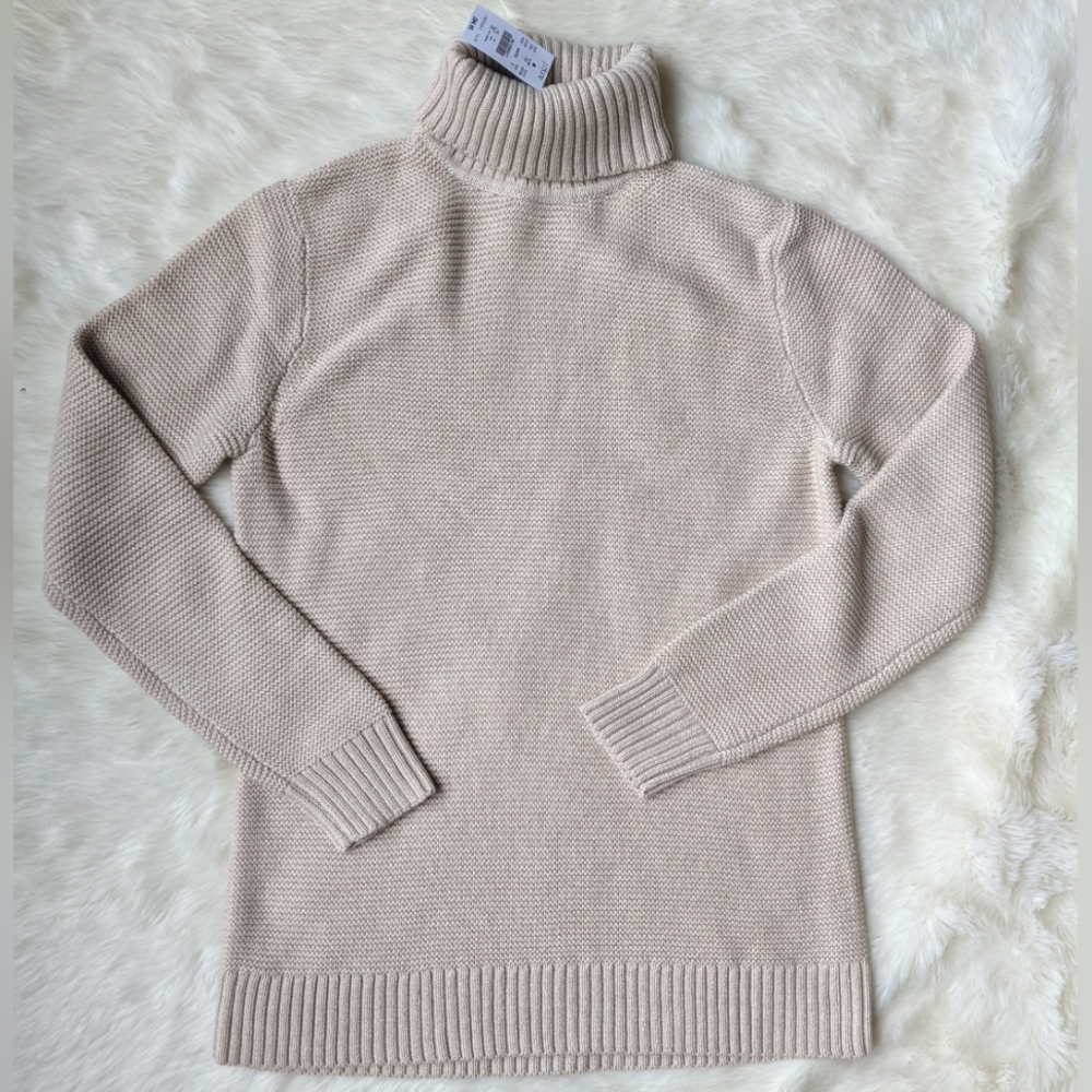 NWT J. Crew Factory Classic Turtleneck Sweater Long Sleeve Oatmeal / Size Small - Picture 2 of 6